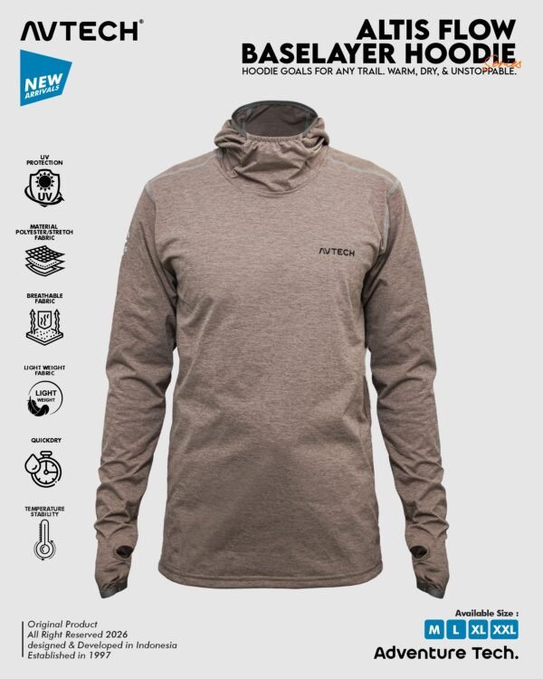 AVTECH - Baselayer Pria Wanita Lengan Panjang Olahraga Outdoor Dry Fit Face Covering Hoodie - ALTIS