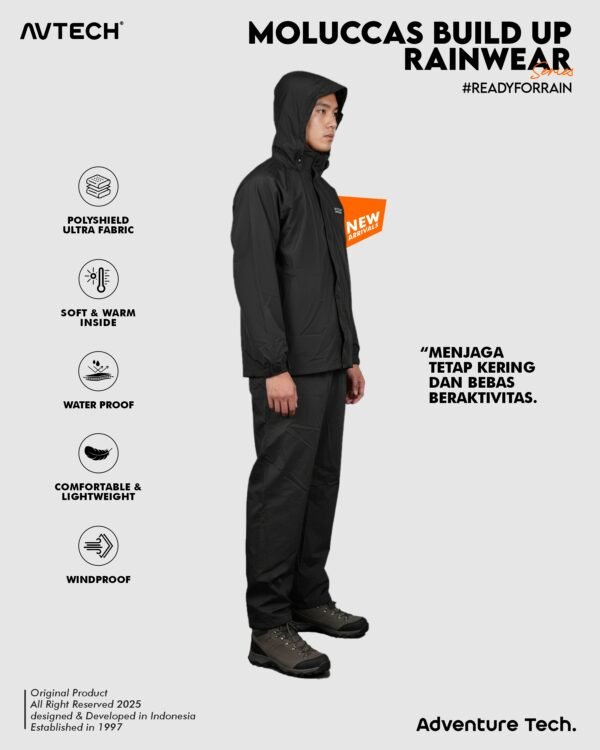 6 AVTECH - Jas Hujan Pria Wanita Raincoat Rainwear Mantel Outdoor Motor Waterproof Build Up - MOLUCCAS