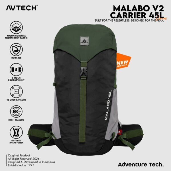 AVTECH - Tas Ransel Carrier Gunung Backpack Hiking Camping Outdoor Travel 45 Liter - MALABO 45