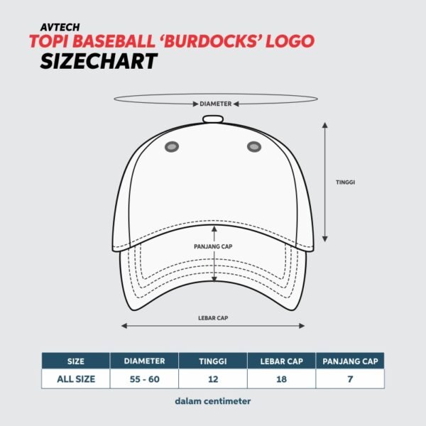 AVTECH - Topi Baseball Canvas Hat Caps Olahraga Outdoor Casual Lifestyle All Size - BURDOCKS LOGO