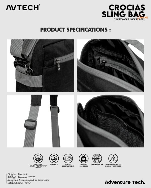 AVTECH - Tas Selempang Sling Shoulder Bag Crossbody Harian Outdoor Travel Lifestyle - CROCIAS