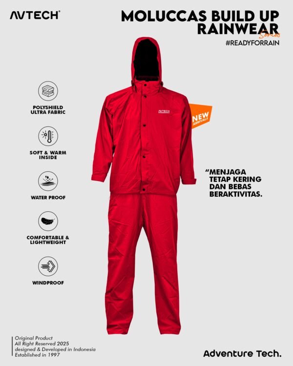 7 AVTECH - Jas Hujan Pria Wanita Raincoat Rainwear Mantel Outdoor Motor Waterproof Build Up - MOLUCCAS