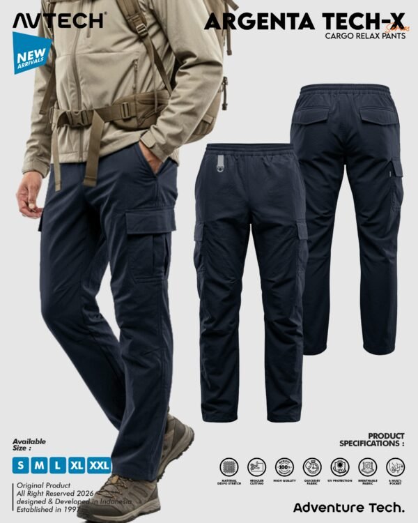 AVTECH - Celana Panjang Santai Cargo Relax Pants Gunung Outdoor Hiking Lifestyle Quick Dry - ARGENTA