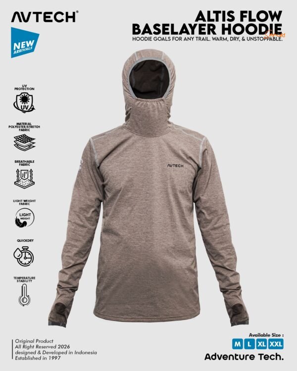 AVTECH - Baselayer Pria Wanita Lengan Panjang Olahraga Outdoor Dry Fit Face Covering Hoodie - ALTIS