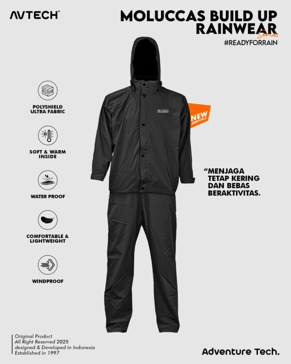 8 AVTECH - Jas Hujan Pria Wanita Raincoat Rainwear Mantel Outdoor Motor Waterproof Build Up - MOLUCCAS