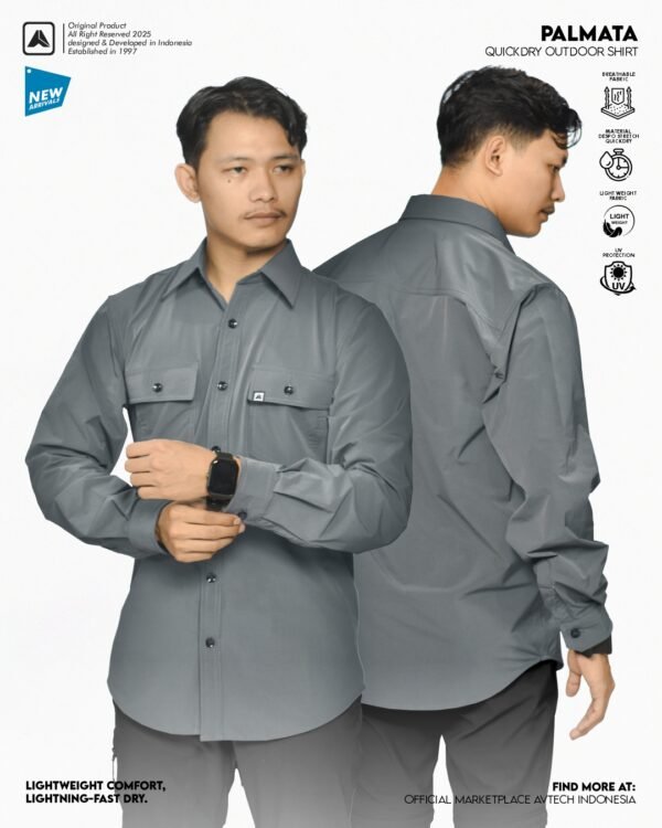 8 AVTECH - Kemeja Lengan Panjang Workshirt Formal Lapangan Kerja Quickdry Reguler Fit - PALMATA