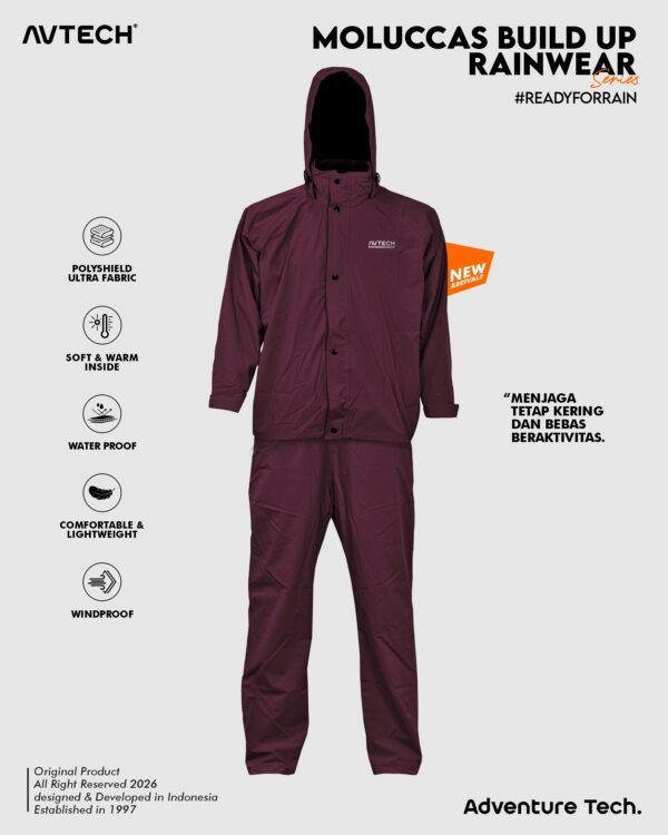 9 AVTECH - Jas Hujan Pria Wanita Raincoat Rainwear Mantel Outdoor Motor Waterproof Build Up - MOLUCCAS