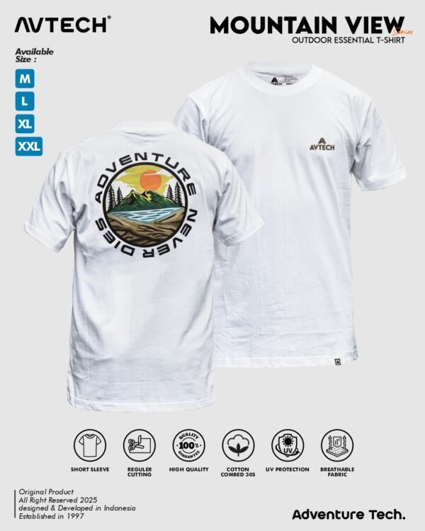 ADV 3 AVTECH – T-Shirt Mountain View Kaos Lengan Pendek Outdoor Casual Harian Cotton Combed