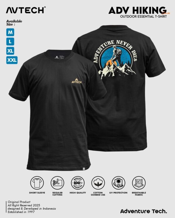 ADV HIKING 3 AVTECH – T-Shirt ADV Hiking Kaos Lengan Pendek Outdoor Casual Harian Cotton Combed