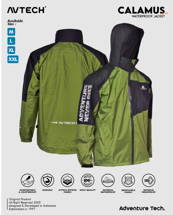 AVTECH - Jaket Windbreaker Waterproof Gorpcore Outdoor Gunung Camping Motor Harian Hujan - CALAMUS