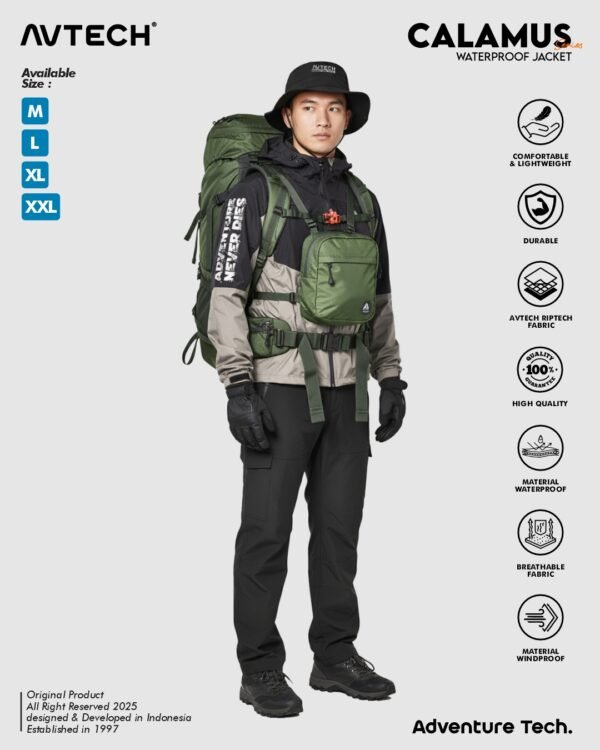 AVTECH - Jaket Windbreaker Waterproof Gorpcore Outdoor Gunung Camping Motor Harian Hujan - CALAMUS