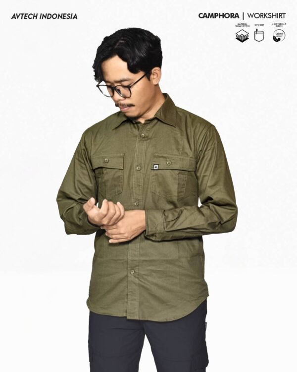 CAMPHORA2 AVTECH - Kemeja Lengan Panjang Workshirt Tactical Formal Kerja Katun Twill Reguler Fit - CAMPHORA