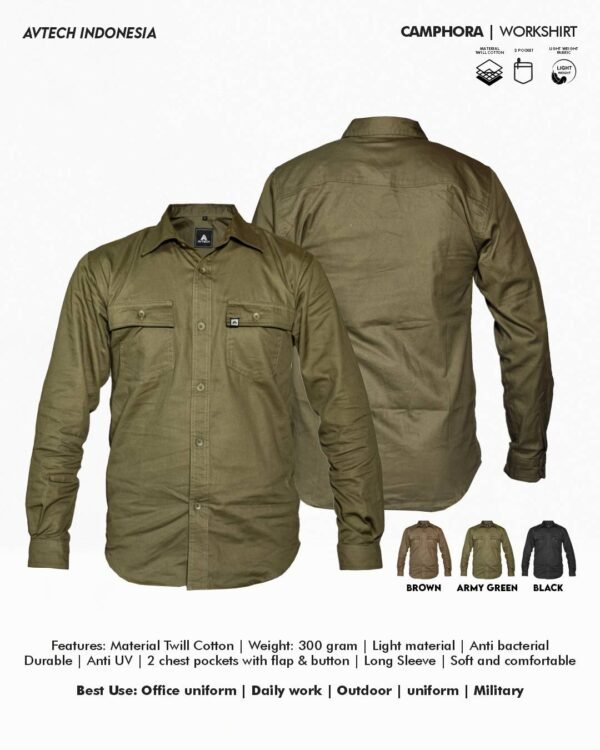 CAMPHORA3 AVTECH - Kemeja Lengan Panjang Workshirt Tactical Formal Kerja Katun Twill Reguler Fit - CAMPHORA