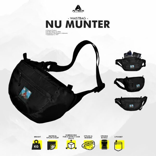 AVTECH - Tas Selempang Pinggang Waist Bag Harian Hiking Outdoor Travel Lifestyle - NU MUNTER