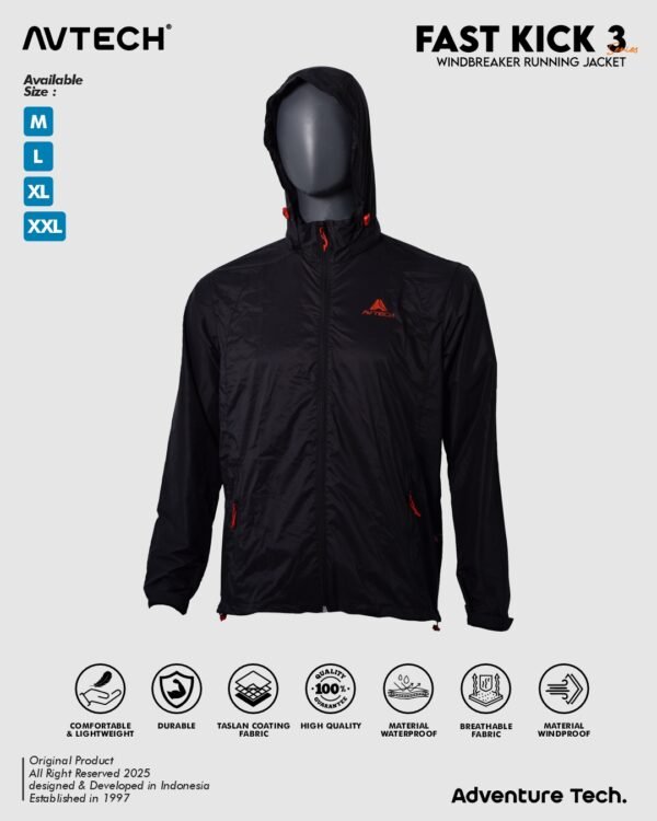 FK 6 AVTECH - Jaket Running Olahraga Outdoor Hiking Gunung Camping Harian Hujan 1 Layer - FAST KICK 3