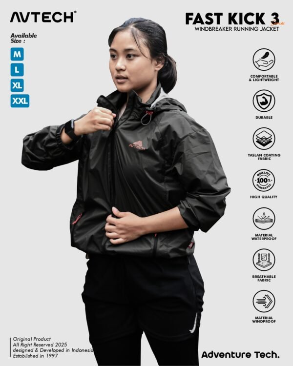 FK 7 AVTECH - Jaket Running Olahraga Outdoor Hiking Gunung Camping Harian Hujan 1 Layer - FAST KICK 3