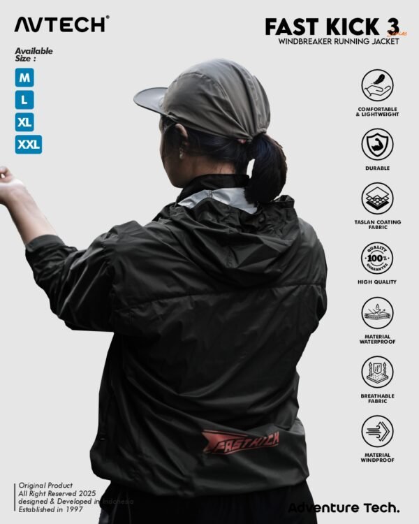 FK 8 AVTECH - Jaket Running Olahraga Outdoor Hiking Gunung Camping Harian Hujan 1 Layer - FAST KICK 3