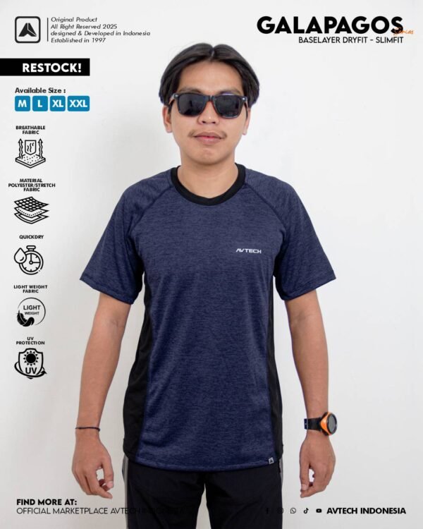 AVTECH - Baselayer Kaos Manset Lengan Pendek Baju Sport Gym Lari Outdoor Slim Dry Fit - GALAPAGOS