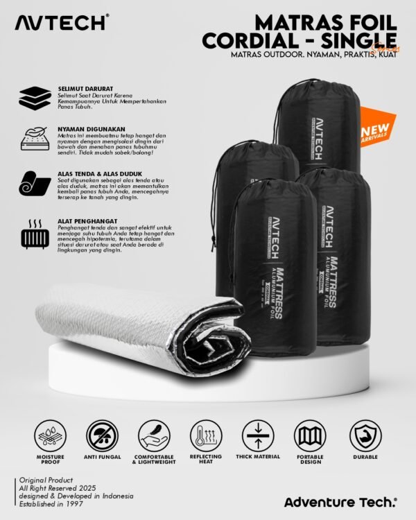 AVTECH - Matras Alumunium Foil Cordial Camping Gunung Hiking Outdoor Single - MATRAS FOIL