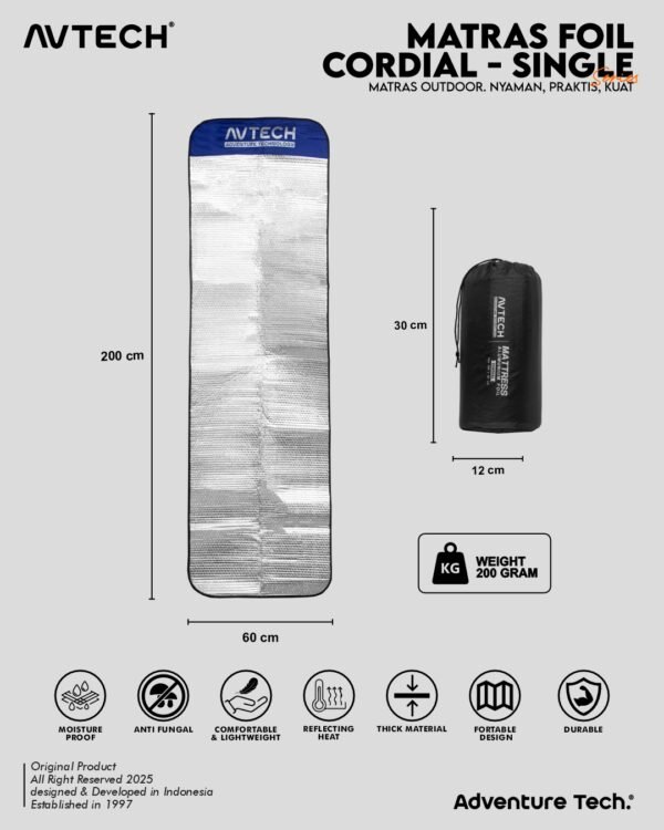 AVTECH - Matras Alumunium Foil Cordial Camping Gunung Hiking Outdoor Single - MATRAS FOIL
