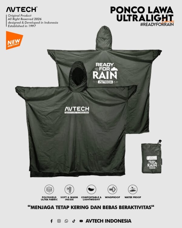 AVTECH - Ponco Lawa Ultralight Jas Hujan Lengan Kelelawar Mantel Outdoor Hiking Gunung Memancing Waterproof