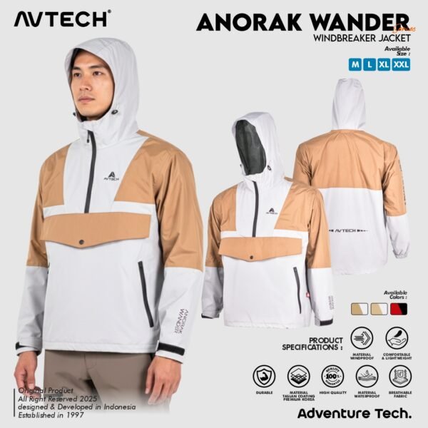 PUPPEN 6 AVTECH - Jaket Windbreaker Waterproof Outdoor Gunung Camping Motor Harian Hujan - ANORAK WANDER
