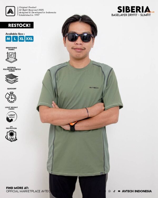 AVTECH - Baselayer Kaos Manset Lengan Pendek Baju Olahraga Sepeda Gunung Hiking Dry Fit - SIBERIA