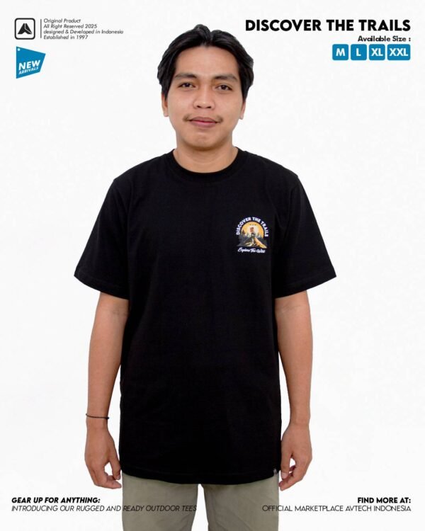 AVTECH - T-Shirt Discover The Trails Kaos Lengan Pendek Outdoor Casual Harian Cotton Combed
