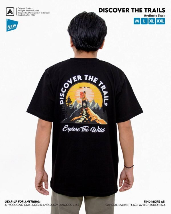 AVTECH - T-Shirt Discover The Trails Kaos Lengan Pendek Outdoor Casual Harian Cotton Combed