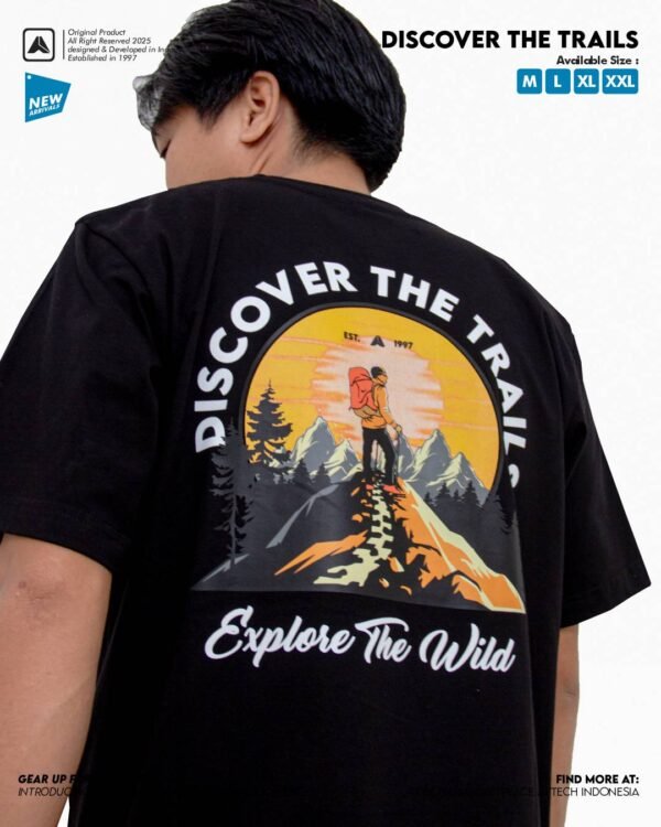 AVTECH - T-Shirt Discover The Trails Kaos Lengan Pendek Outdoor Casual Harian Cotton Combed