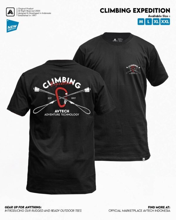 climb espedition 5 AVTECH - T-Shirt Climbing Expedition Kaos Lengan Pendek Outdoor Casual Harian Cotton Combed