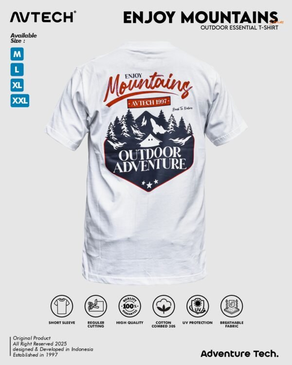 enjoy 2 AVTECH – T-Shirt Enjoy Mountains Kaos Lengan Pendek Outdoor Casual Harian Cotton Combed