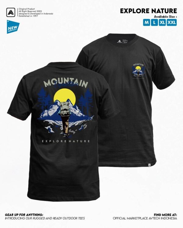 AVTECH - T-Shirt Explore Nature Kaos Lengan Pendek Outdoor Casual Harian Cotton Combed