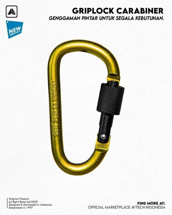 AVTECH - Karabiner Gantungan Kunci Aluminium Kunci Pengait Outdoor EDC 3 Ring - GRIPLOCK CARABINER