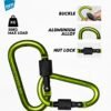 AVTECH - Karabiner Gantungan Kunci Aluminium Kunci Pengait Outdoor EDC 3 Ring - GRIPLOCK CARABINER