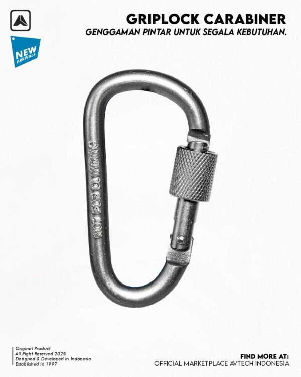AVTECH - Karabiner Gantungan Kunci Aluminium Kunci Pengait Outdoor EDC 3 Ring - GRIPLOCK CARABINER
