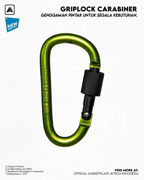 AVTECH - Karabiner Gantungan Kunci Aluminium Kunci Pengait Outdoor EDC 3 Ring - GRIPLOCK CARABINER