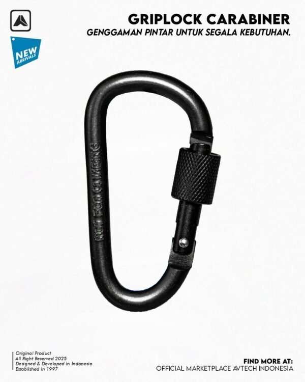 AVTECH - Karabiner Gantungan Kunci Aluminium Kunci Pengait Outdoor EDC 3 Ring - GRIPLOCK CARABINER