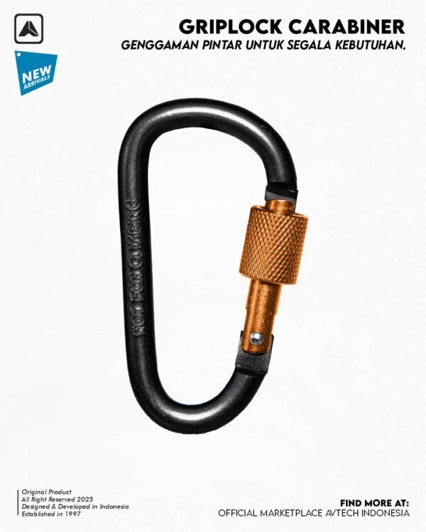AVTECH - Karabiner Gantungan Kunci Aluminium Kunci Pengait Outdoor EDC 3 Ring - GRIPLOCK CARABINER