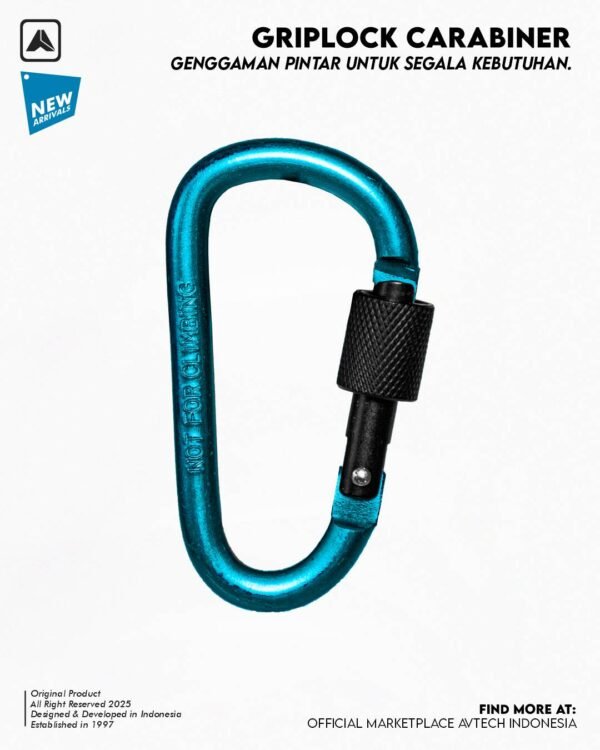 AVTECH - Karabiner Gantungan Kunci Aluminium Kunci Pengait Outdoor EDC 3 Ring - GRIPLOCK CARABINER