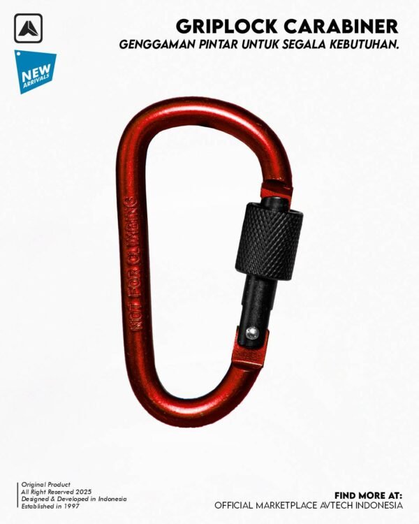 AVTECH - Karabiner Gantungan Kunci Aluminium Kunci Pengait Outdoor EDC 3 Ring - GRIPLOCK CARABINER