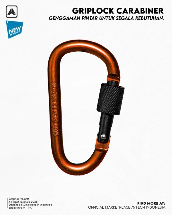 AVTECH - Karabiner Gantungan Kunci Aluminium Kunci Pengait Outdoor EDC 3 Ring - GRIPLOCK CARABINER