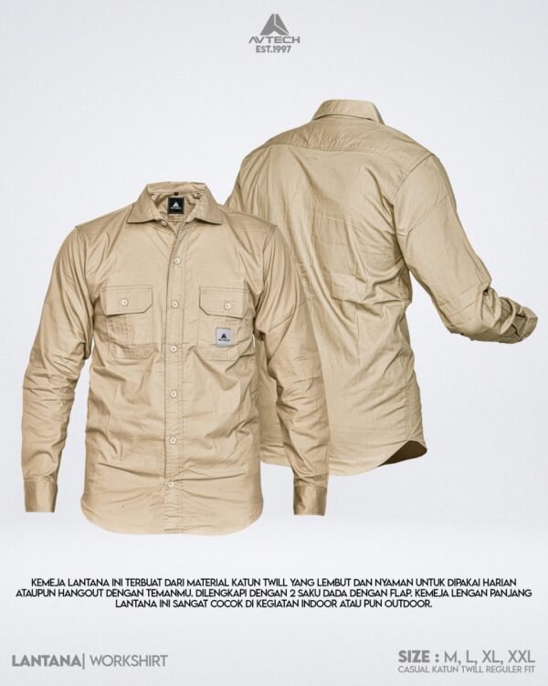 AVTECH - Kemeja Lengan Panjang Workshirt Tactical Formal Kerja Harian Casual Katun Twill - LANTANA