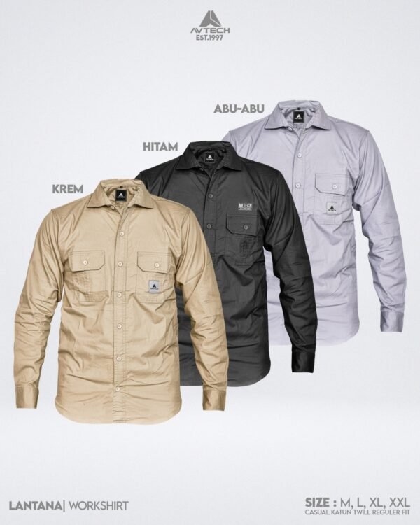 AVTECH - Kemeja Lengan Panjang Workshirt Tactical Formal Kerja Harian Casual Katun Twill - LANTANA