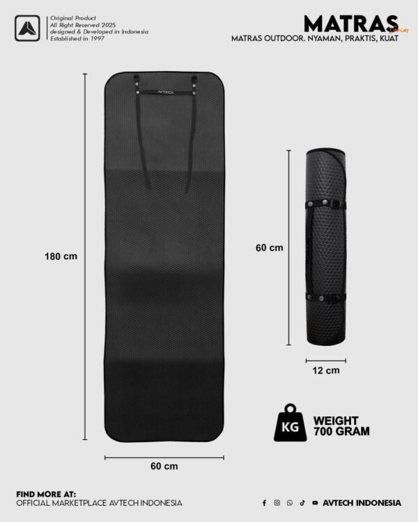 AVTECH - Matras Yoga Camping Gunung Hiking Outdoor Olahraga Busa Tebal 3mm/5 mm