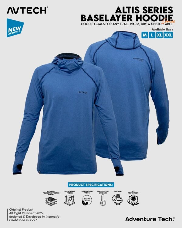 AVTECH - Baselayer Pria Wanita Lengan Panjang Olahraga Outdoor Dry Fit Face Covering Hoodie - ALTIS
