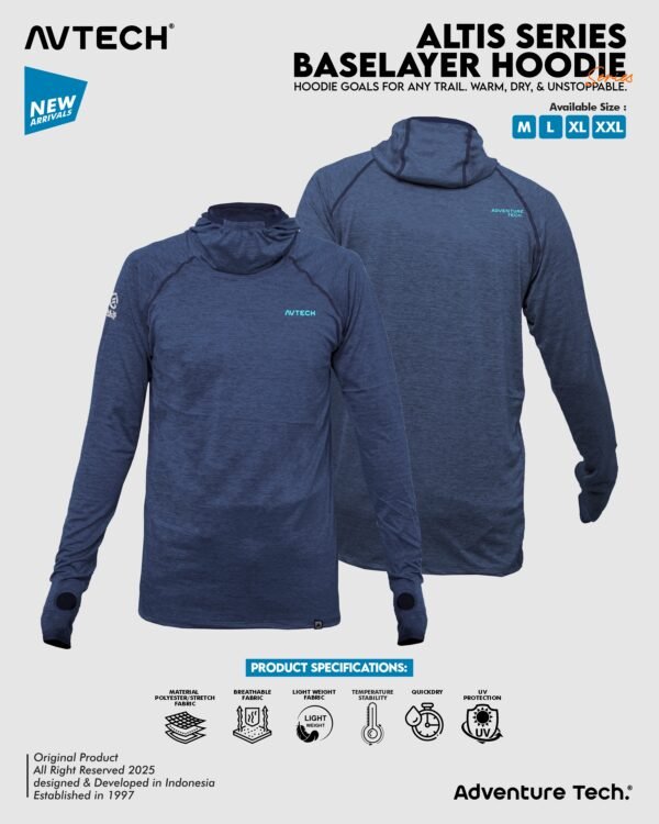 AVTECH - Baselayer Pria Wanita Lengan Panjang Olahraga Outdoor Dry Fit Face Covering Hoodie - ALTIS