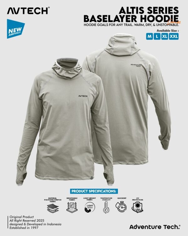 AVTECH - Baselayer Pria Wanita Lengan Panjang Olahraga Outdoor Dry Fit Face Covering Hoodie - ALTIS