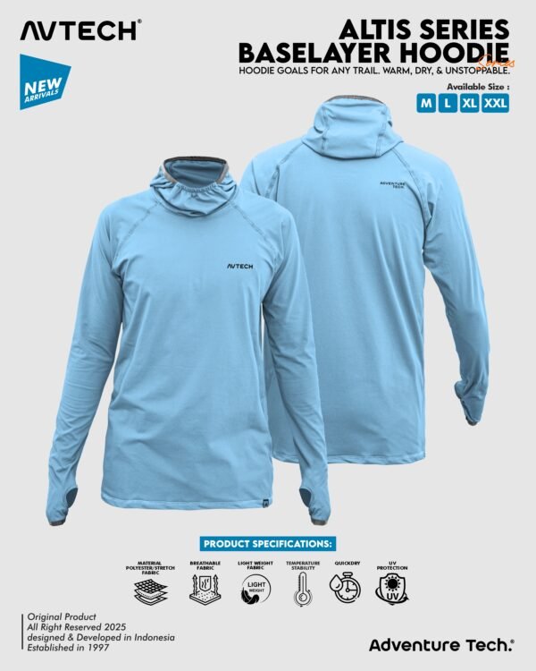 AVTECH - Baselayer Pria Wanita Lengan Panjang Olahraga Outdoor Dry Fit Face Covering Hoodie - ALTIS