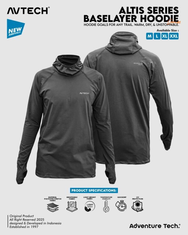 AVTECH - Baselayer Pria Wanita Lengan Panjang Olahraga Outdoor Dry Fit Face Covering Hoodie - ALTIS